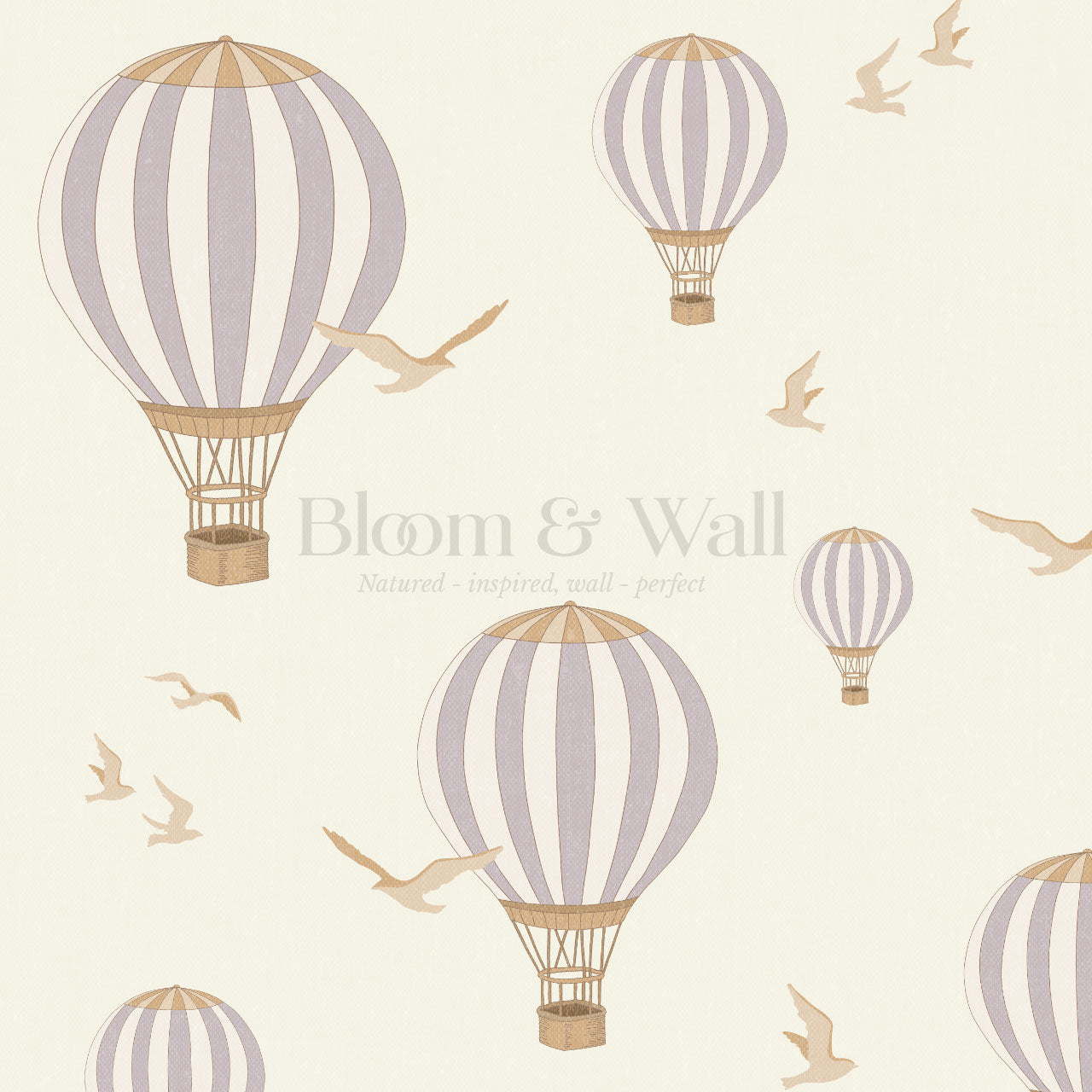 Ottilie Hot Air Balloons Plum Wallpaper