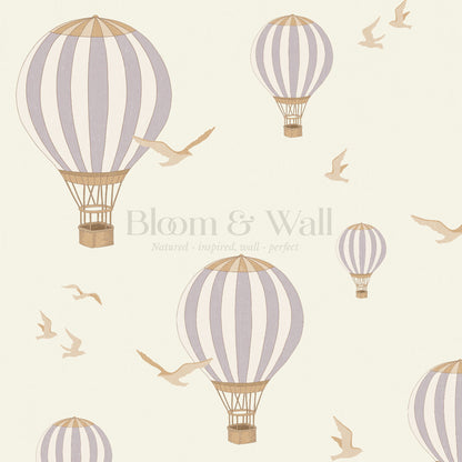 Ottilie Hot Air Balloons Plum Wallpaper