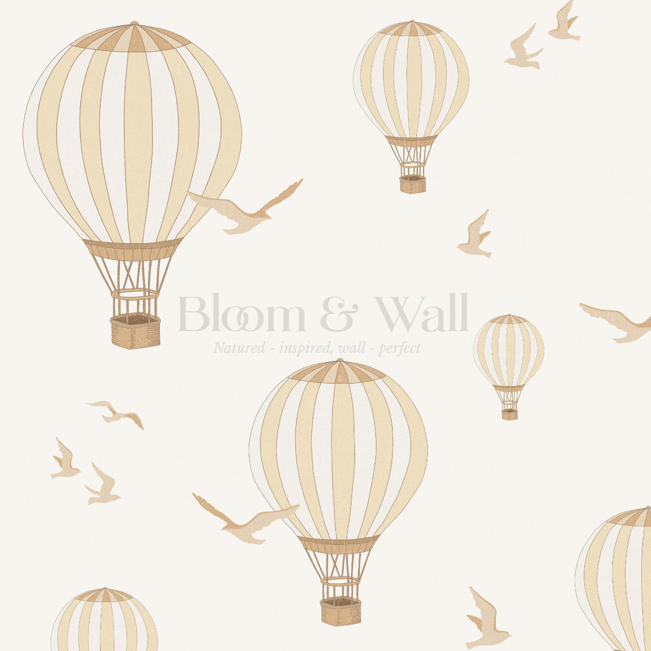 Ottilie Hot Air Balloons Yellow Wallpaper