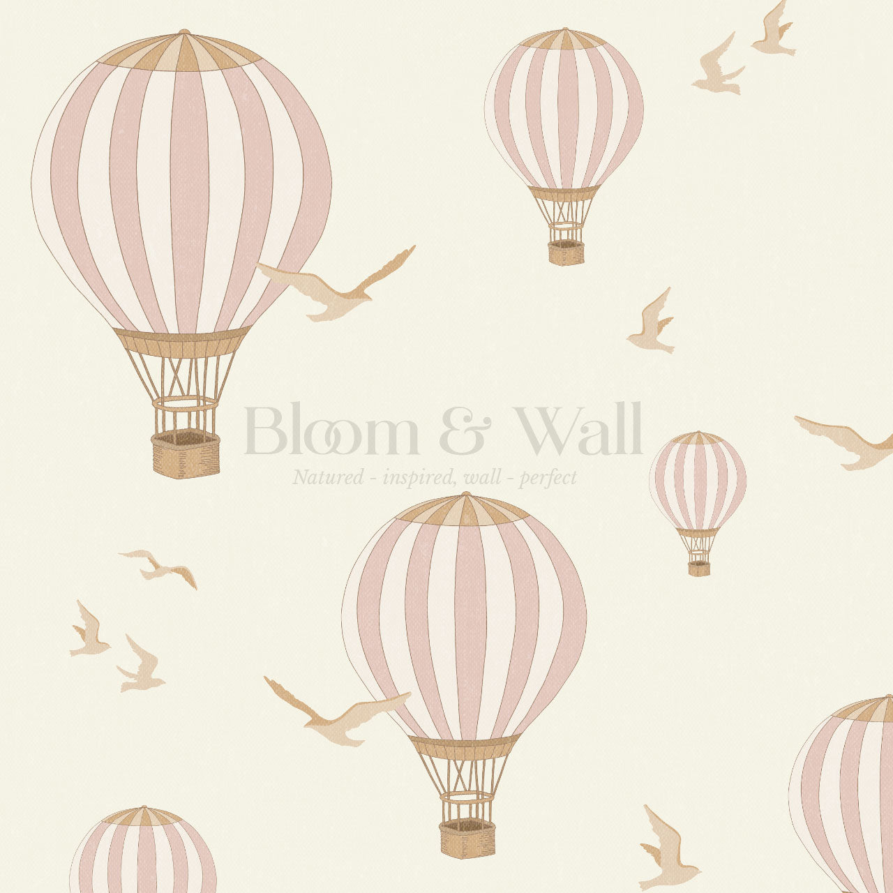 Ottilie Hot Air Balloons Mauve Wallpaper