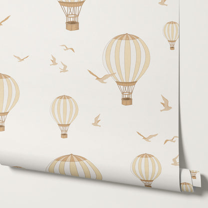 Ottilie Hot Air Balloons Yellow Wallpaper