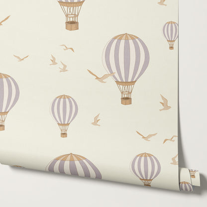 Ottilie Hot Air Balloons Plum Wallpaper