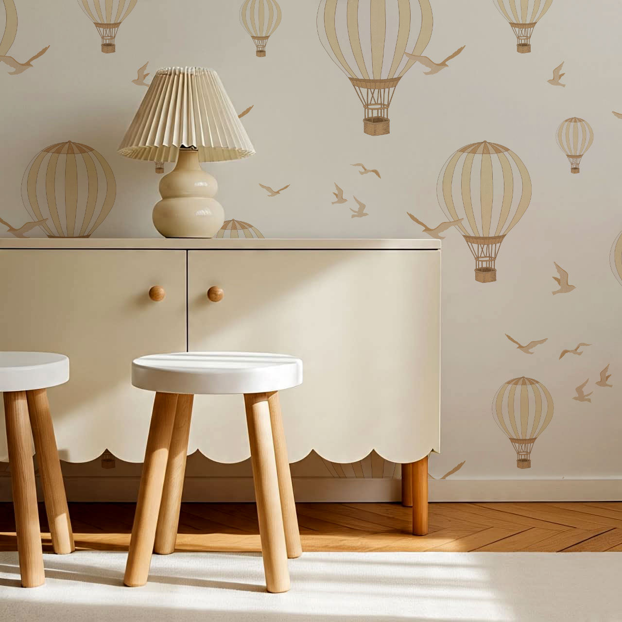 Ottilie Hot Air Balloons Yellow Wallpaper