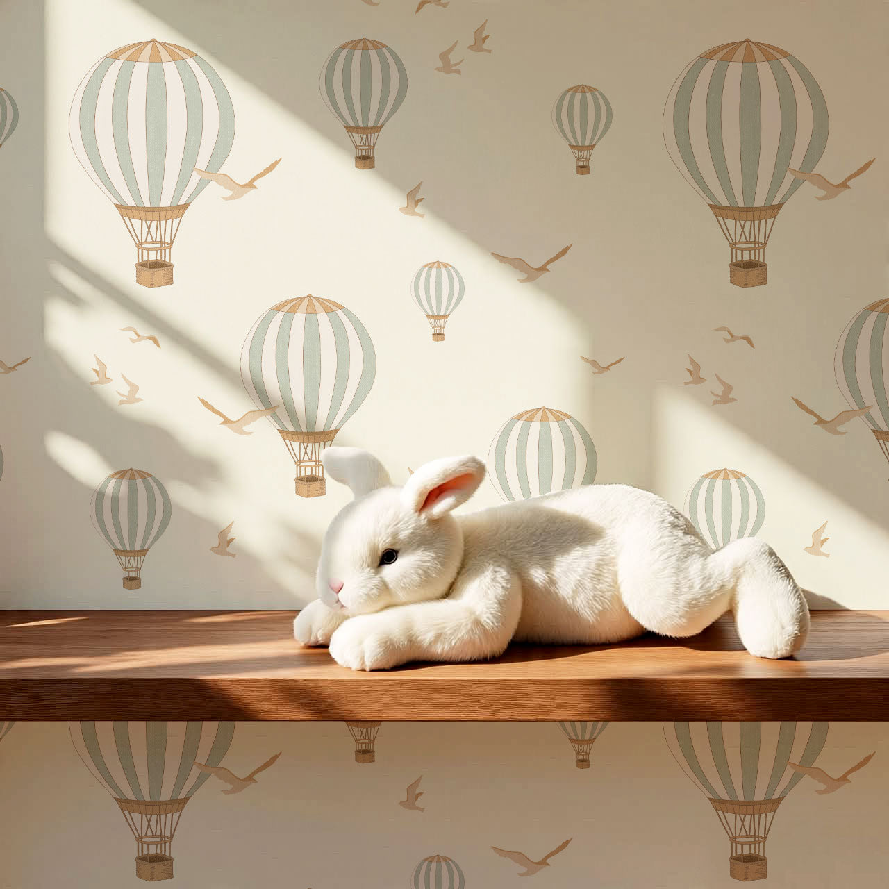 Ottilie Hot Air Balloons Sage Wallpaper