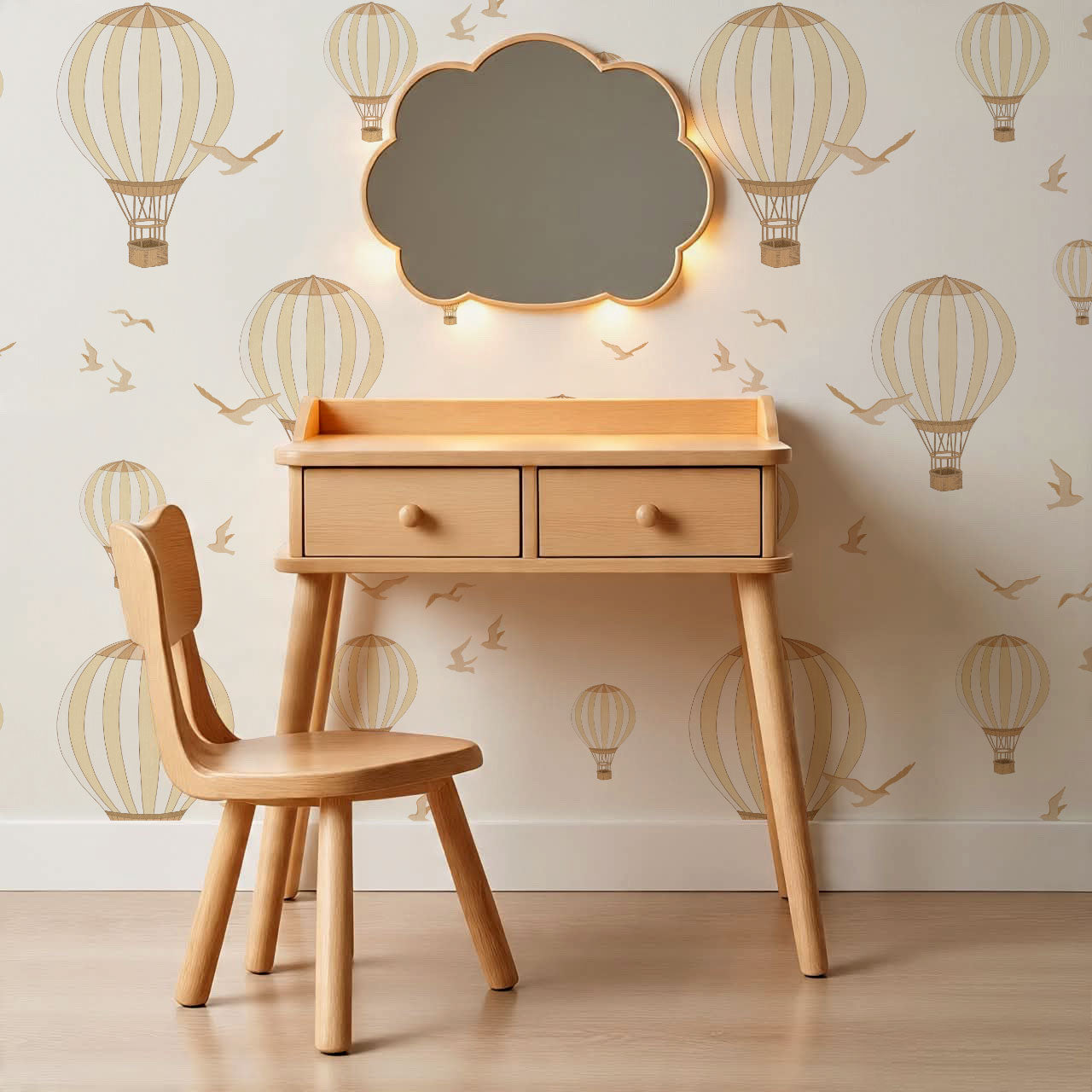 Ottilie Hot Air Balloons Yellow Wallpaper