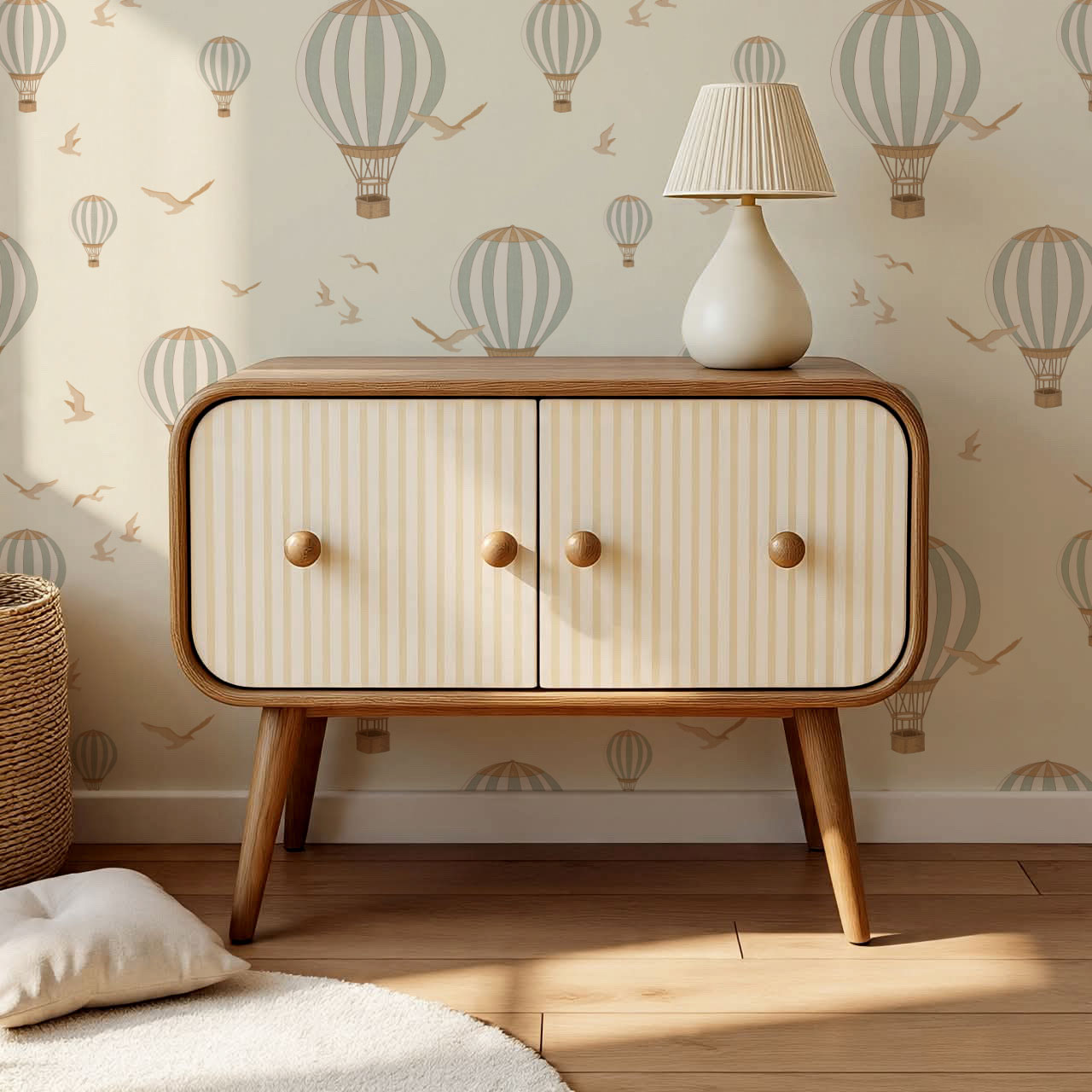 Ottilie Hot Air Balloons Sage Wallpaper
