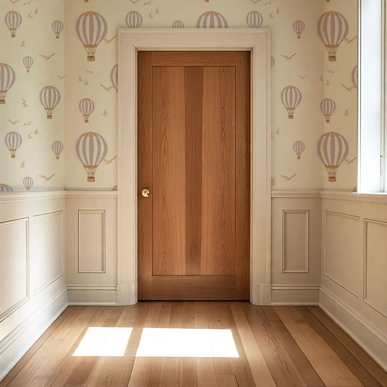 Ottilie Hot Air Balloons Plum Wallpaper