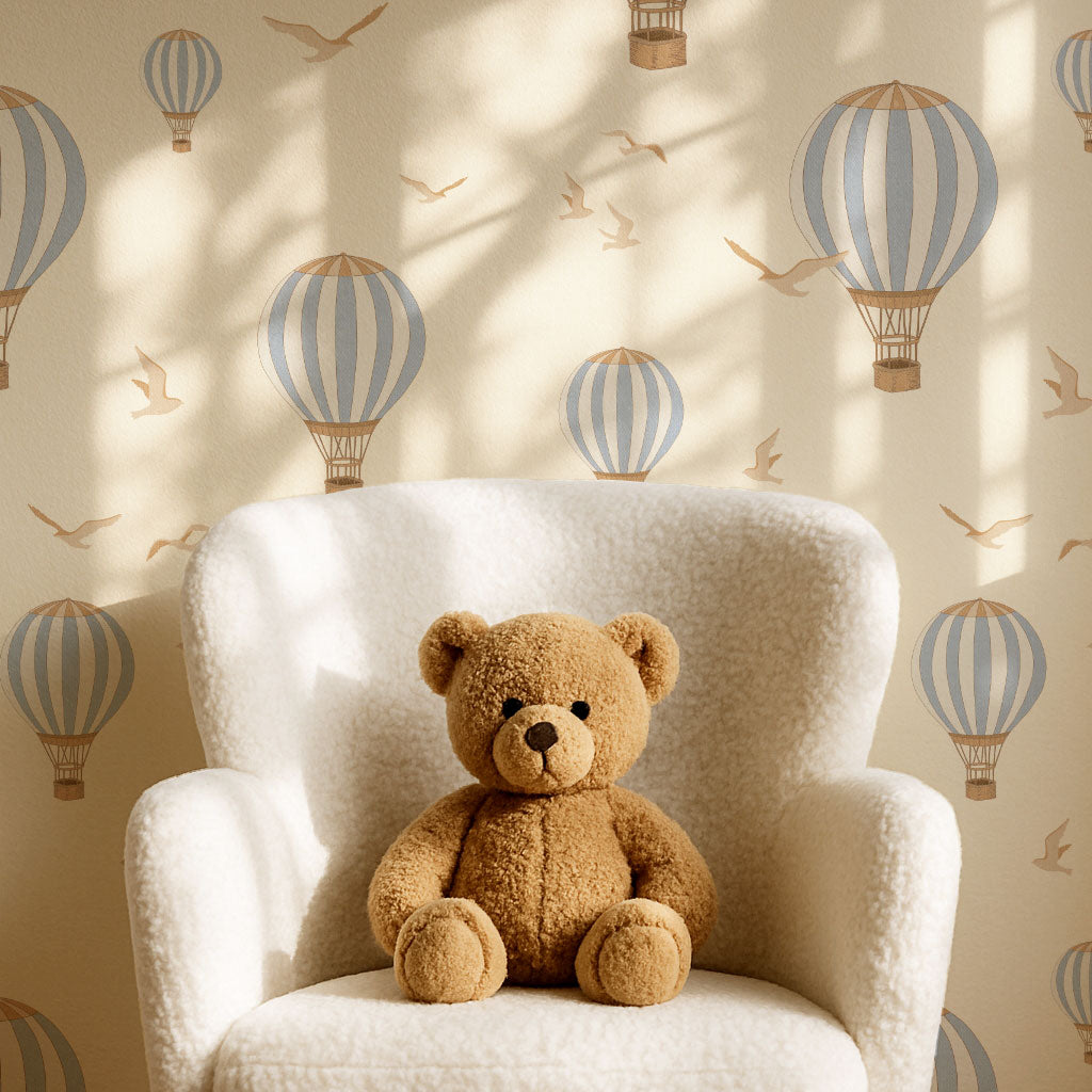 Ottilie Hot Air Balloons Blue Wallpaper