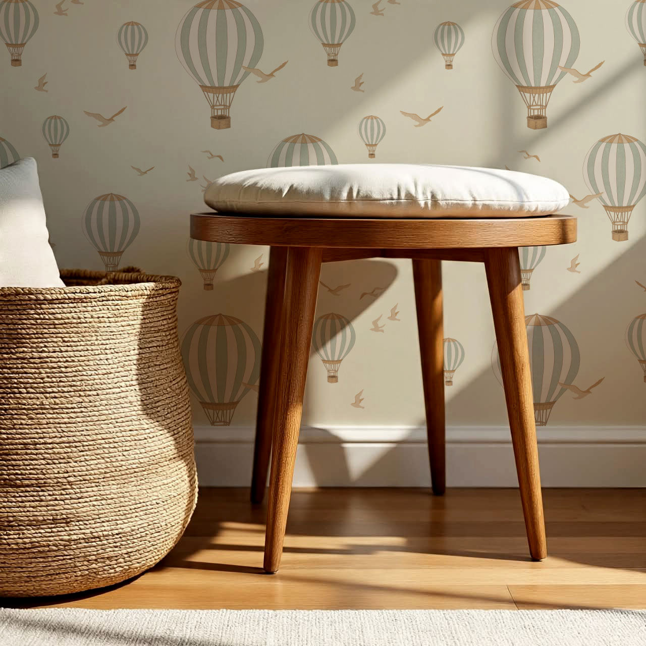 Ottilie Hot Air Balloons Sage Wallpaper