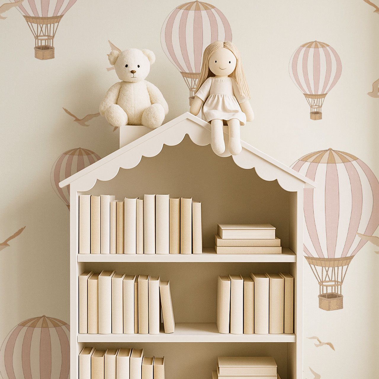 Ottilie Hot Air Balloons Mauve Wallpaper