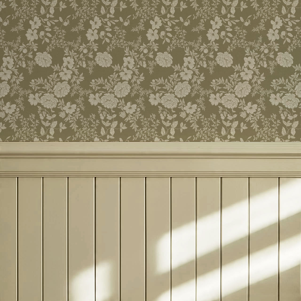 Ottilie Olive Tossed Florals Wallpaper