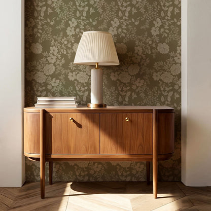 Ottilie Olive Tossed Florals Wallpaper