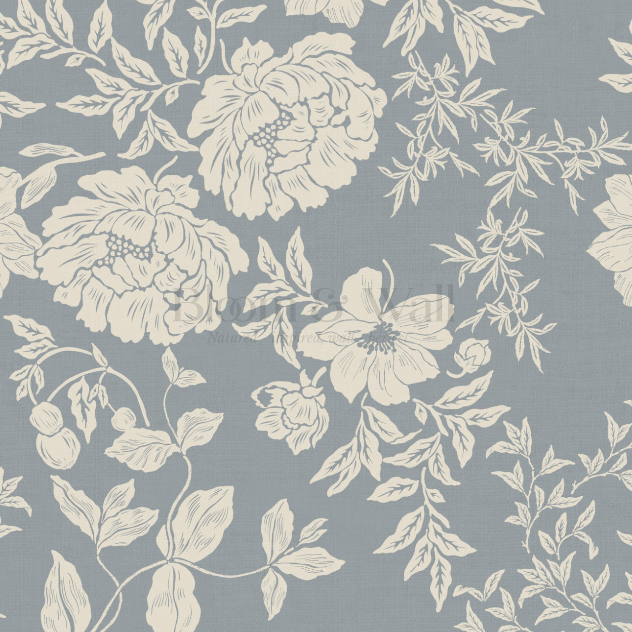 Ottilie French Blue Tossed Florals Wallpaper