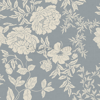 Ottilie French Blue Tossed Florals Wallpaper