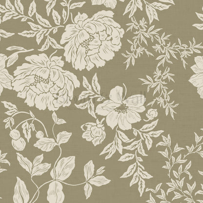 Ottilie Olive Tossed Florals Wallpaper