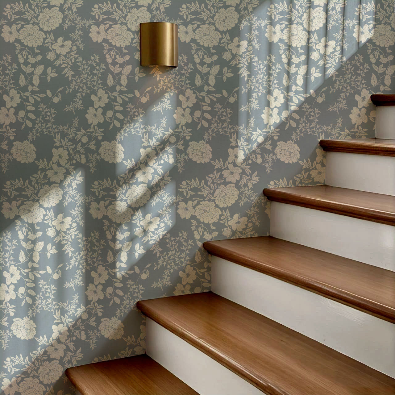 Ottilie French Blue Tossed Florals Wallpaper