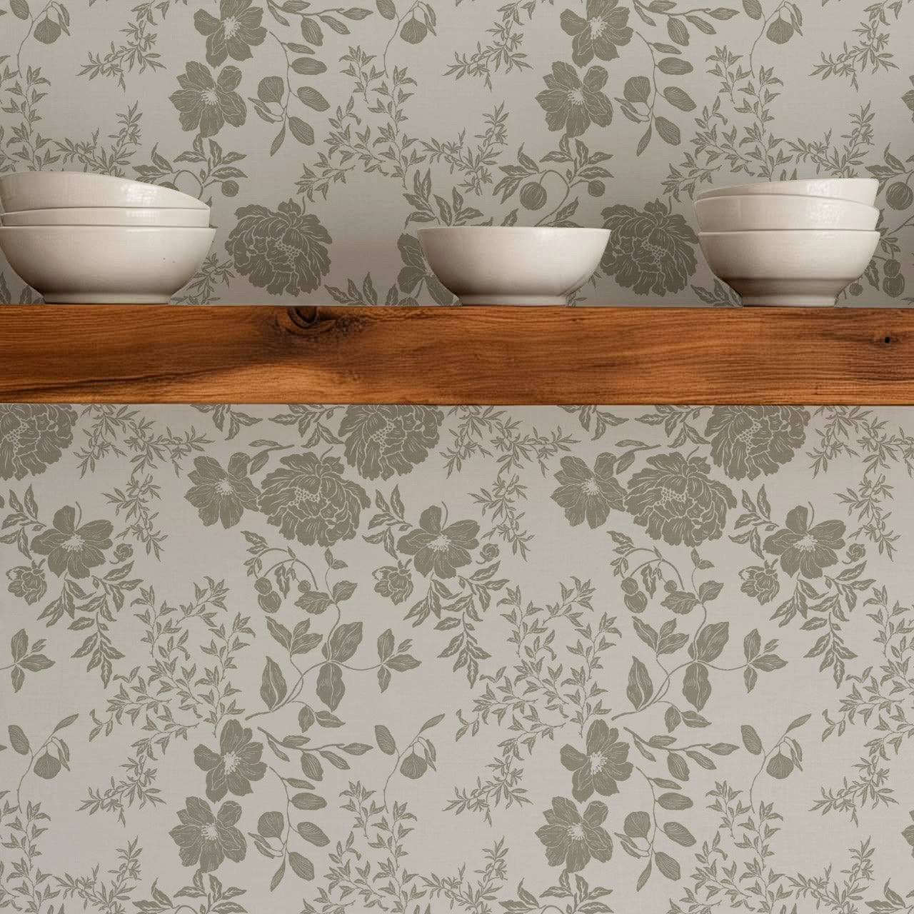 Ottilie Clay Tossed Florals Wallpaper