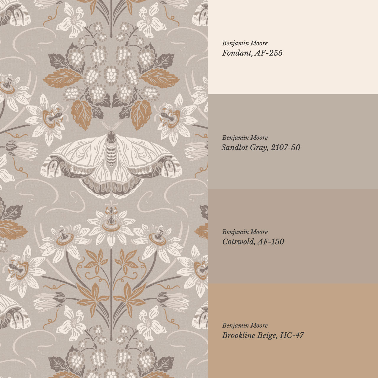 Parker Passionflower Garden Beige Wallpaper