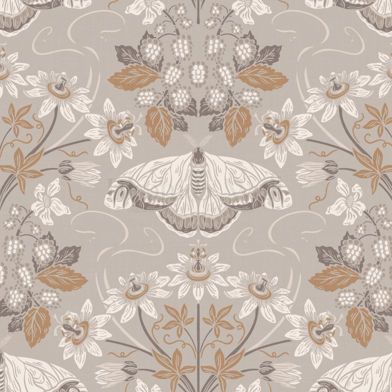Parker Passionflower Garden Beige Wallpaper