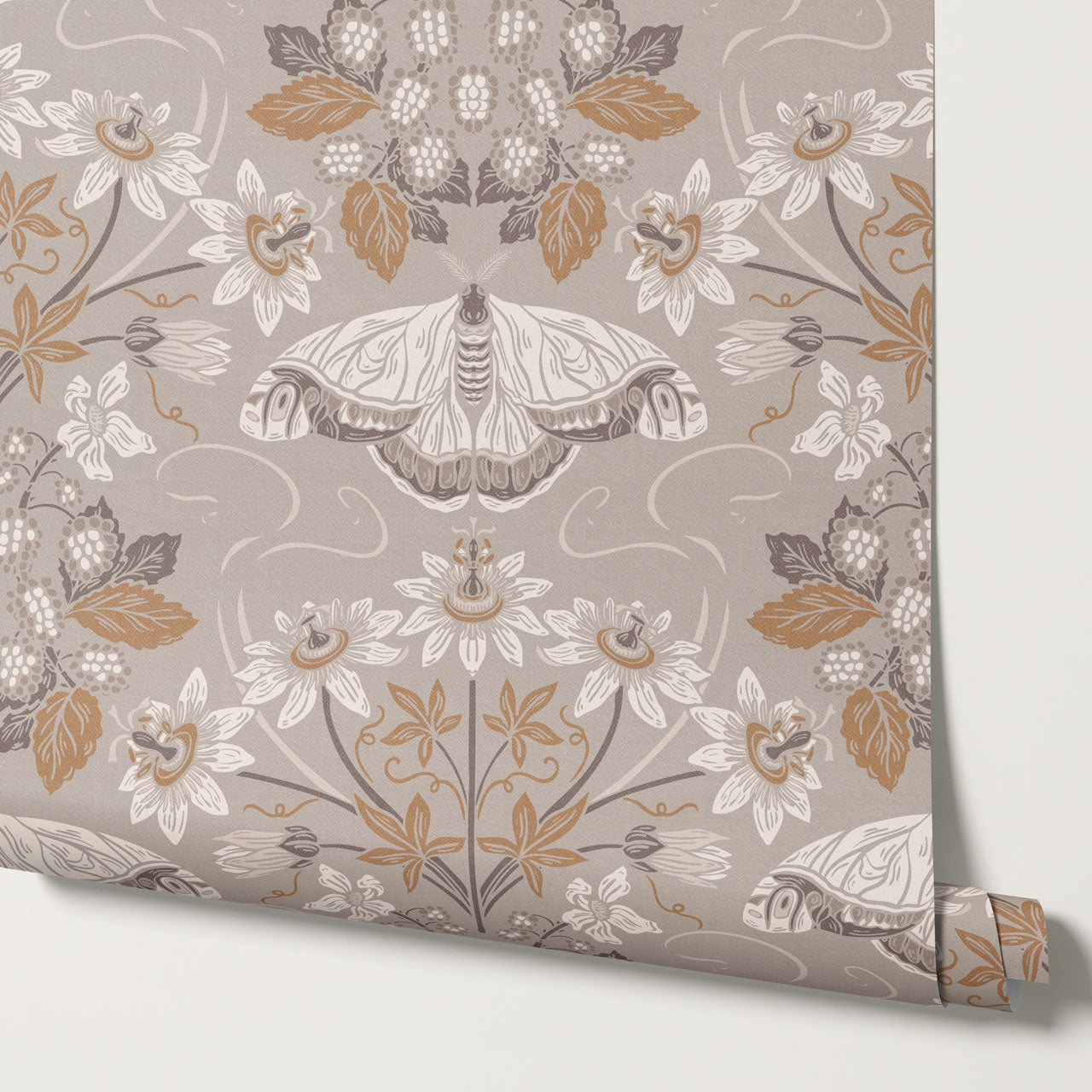 Parker Passionflower Garden Beige Wallpaper
