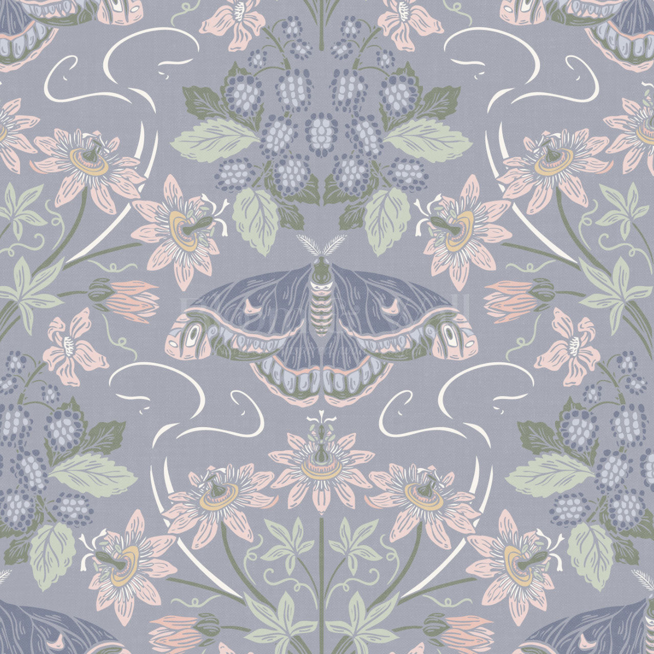 Parker Passionflower Garden Lilac Wallpaper