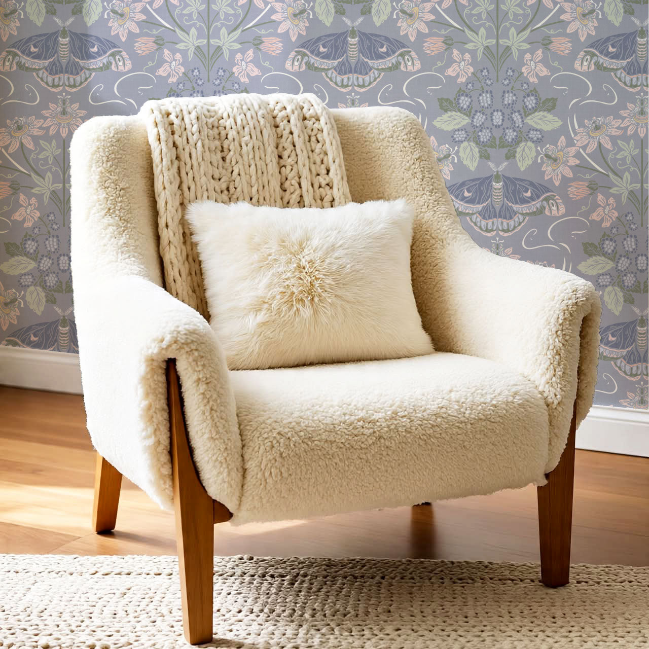 Parker Passionflower Garden Lilac Wallpaper