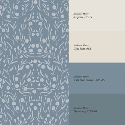 Paula Heritage Floral Blue Sky Wallpaper