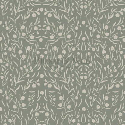 Paula Heritage Floral Sage Taupe Wallpaper