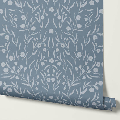 Paula Heritage Floral Blue Sky Wallpaper