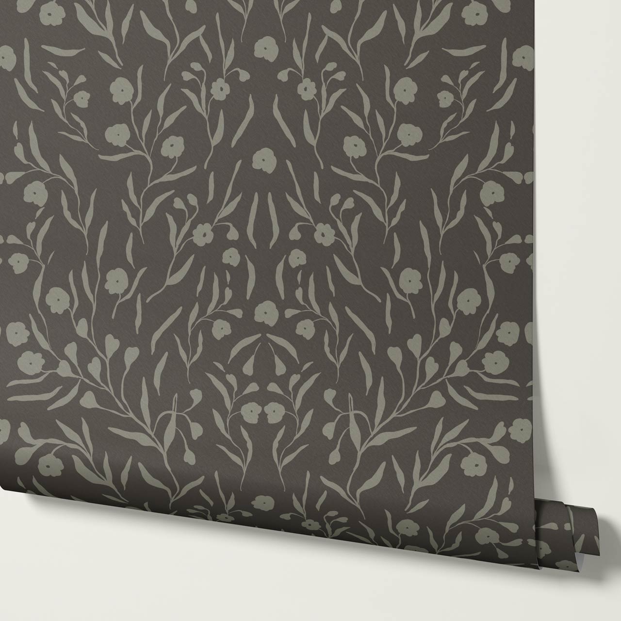 Paula Heritage Floral Brown Taupe Wallpaper
