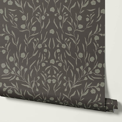 Paula Heritage Floral Brown Taupe Wallpaper