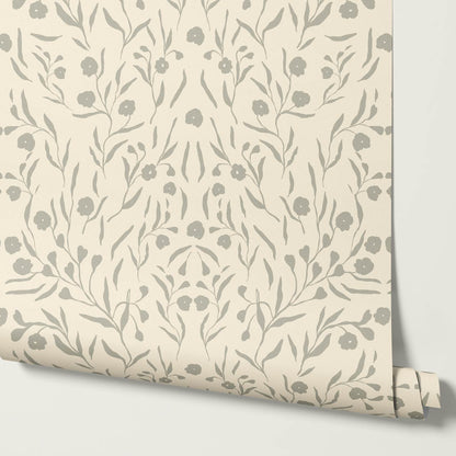 Paula Heritage Floral Butter Stone Wallpaper