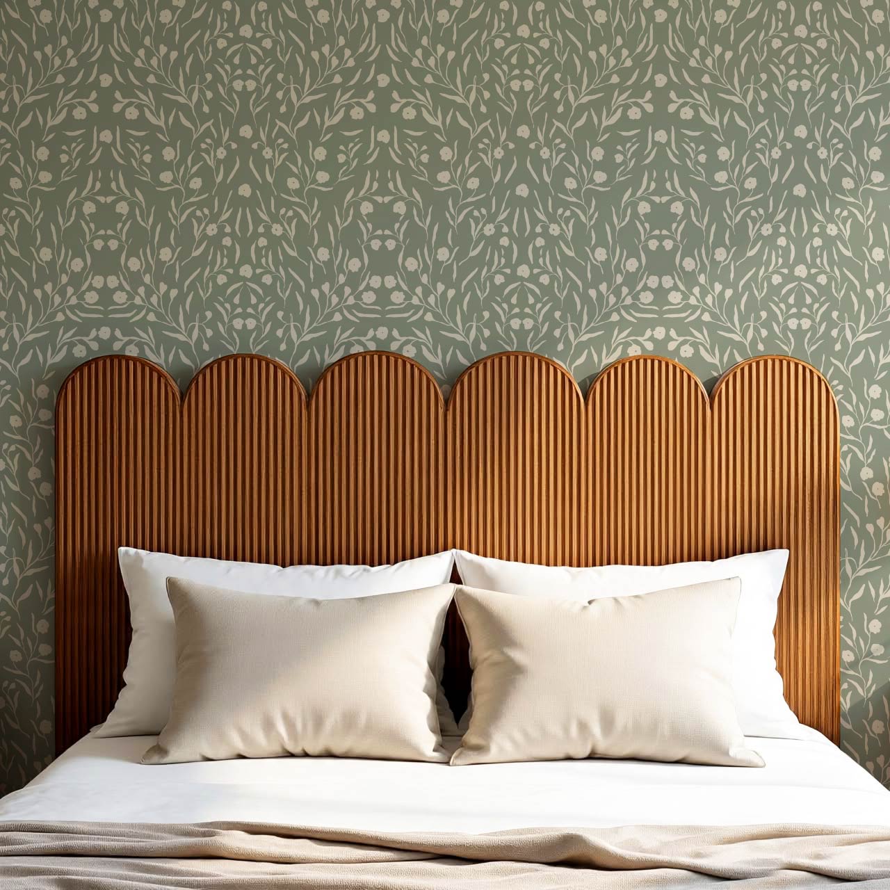 Paula Heritage Floral Sage Taupe Wallpaper