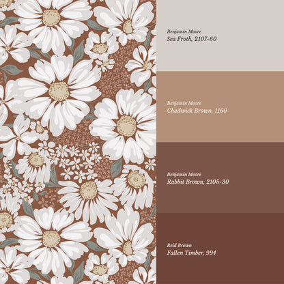 Pauline Daisy Bouquet Cinnamon Wallpaper
