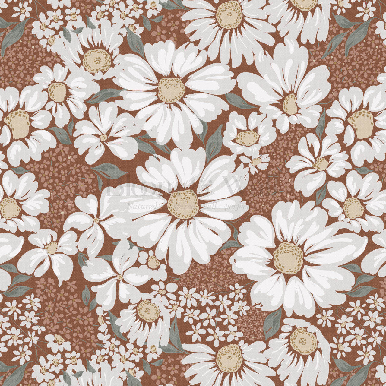 Pauline Daisy Bouquet Cinnamon Wallpaper