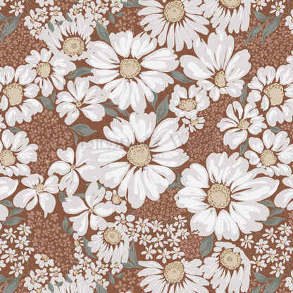 Pauline Daisy Bouquet Cinnamon Wallpaper