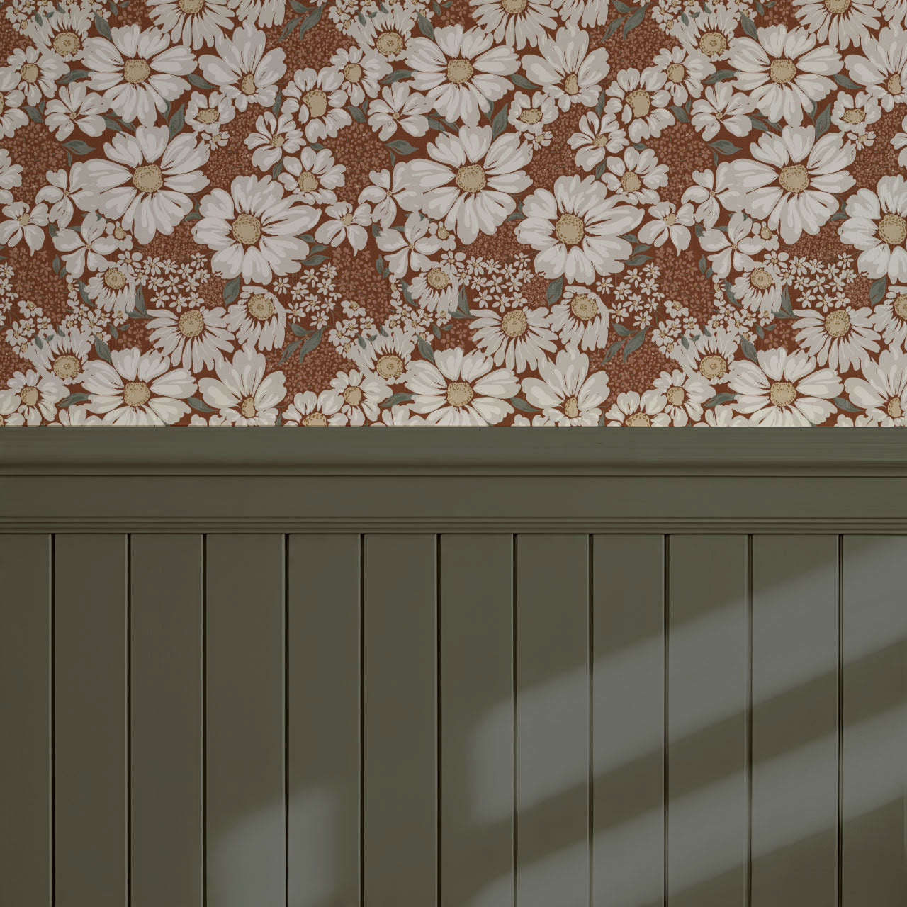 Pauline Daisy Bouquet Cinnamon Wallpaper