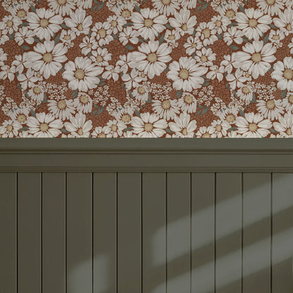 Pauline Daisy Bouquet Cinnamon Wallpaper