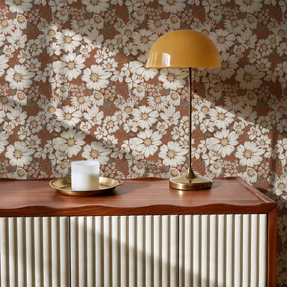 Pauline Daisy Bouquet Cinnamon Wallpaper