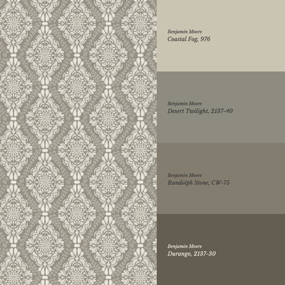 Pearl Imperial Damask Stone Wallpaper
