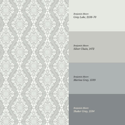 Pearl Imperial Damask Silver Wallpaper