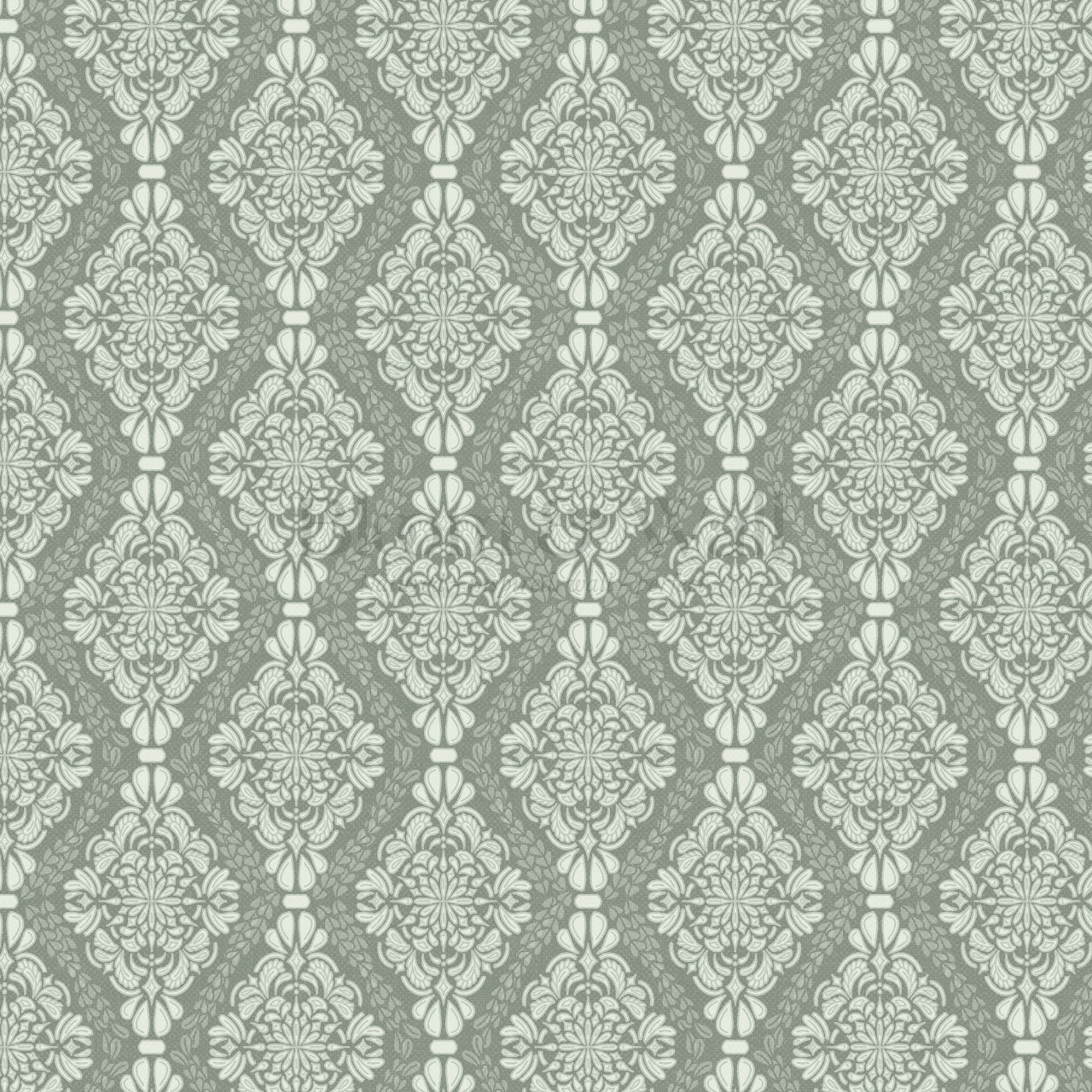 Pearl Imperial Damask Garden Green Wallpaper