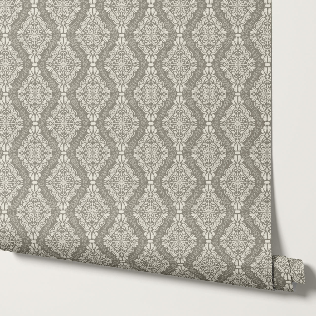 Pearl Imperial Damask Stone Wallpaper