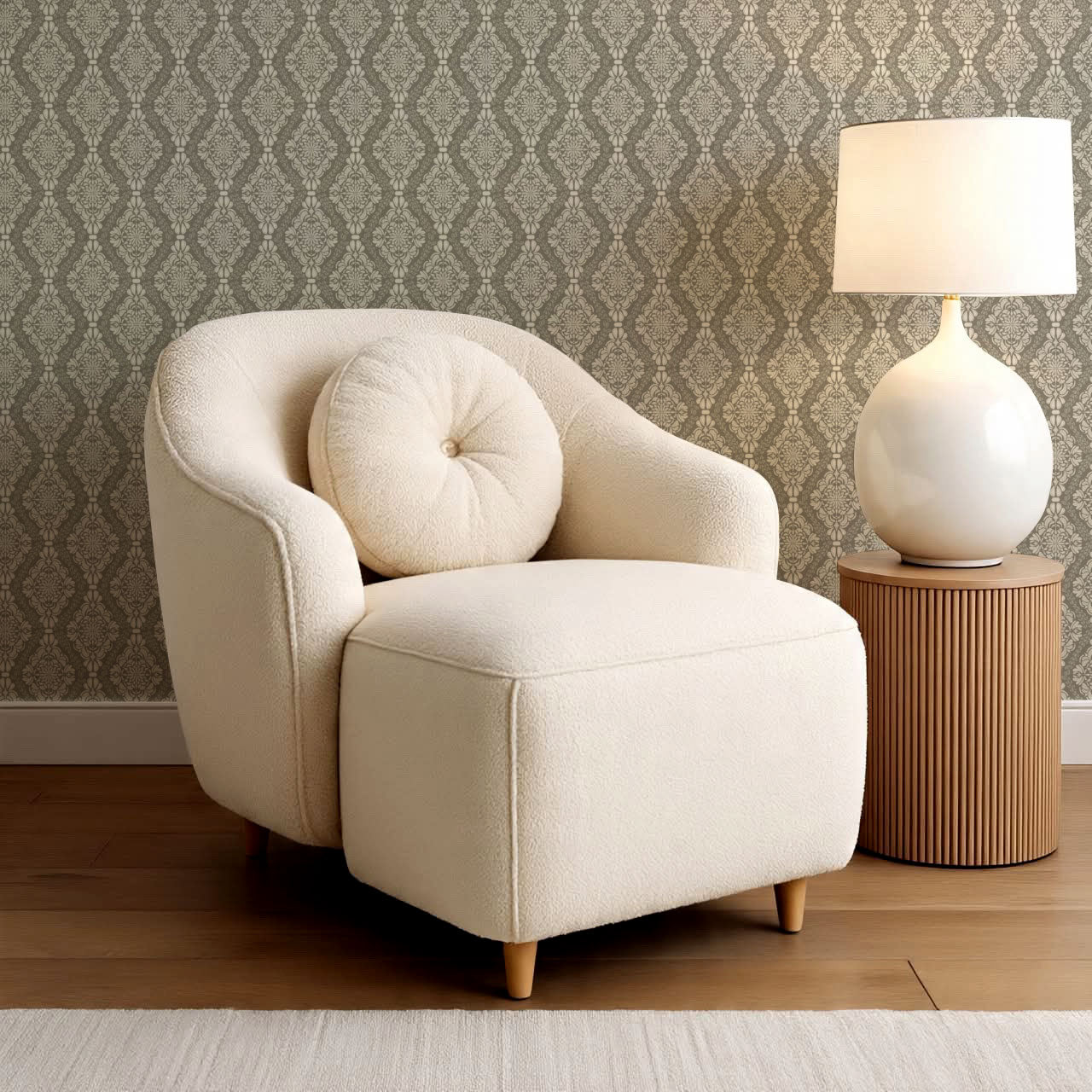 Pearl Imperial Damask Stone Wallpaper