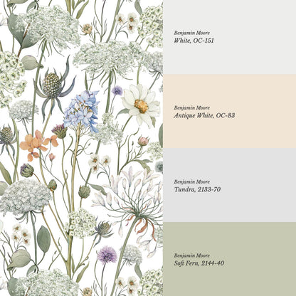 Perlette Wildflower Whisper White Wallpaper