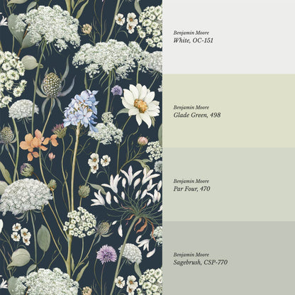 Perlette Wildflower Whisper Navy Wallpaper