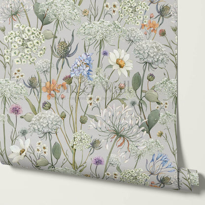 Perlette Wildflower Whisper Dove Gray Wallpaper