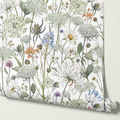 Perlette Wildflower Whisper White Wallpaper