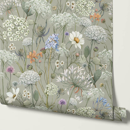 Perlette Wildflower Whisper Sage Wallpaper