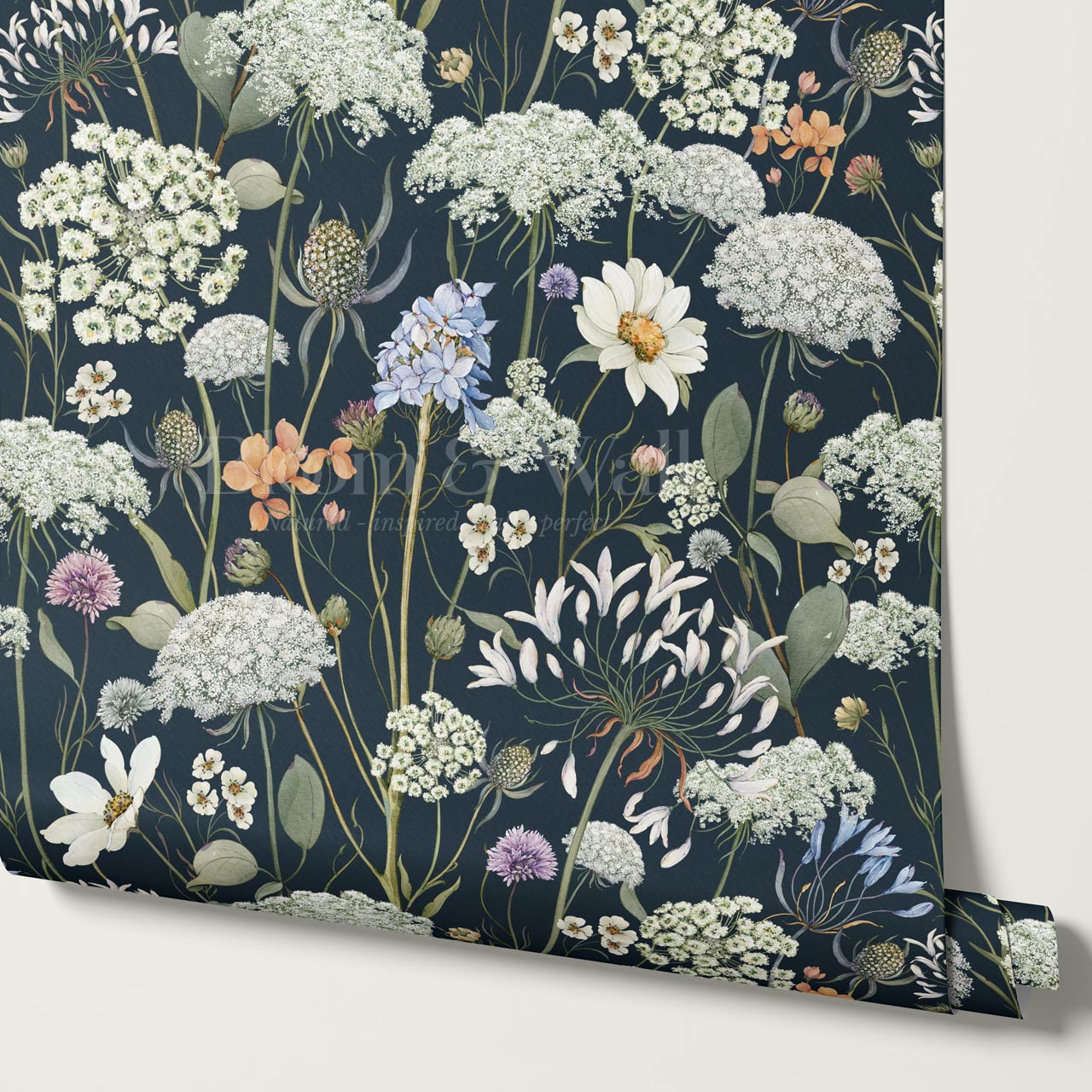 Perlette Wildflower Whisper Navy Wallpaper